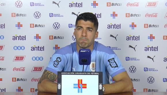Luis Suárez brindó conferencia de prensa previo al Uruguay vs. Perú. (Foto: AUF)