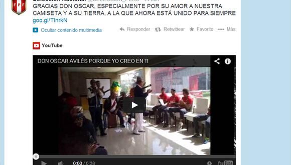 Selección peruana agradece a Óscar Avilés 
