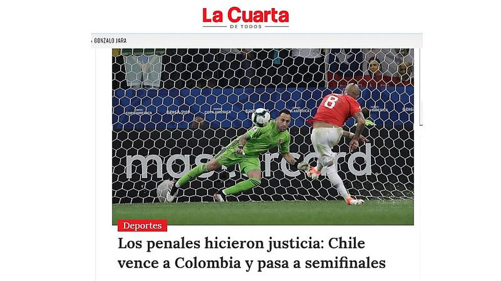 La selección de Chile clasificó a semifinales y así informó la prensa 'mapochina' el triunfo de 'La Roja'