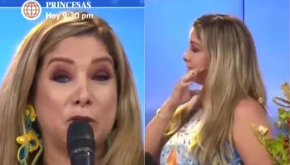 Sofía Franco llora en televisión tras manejar en estado de ebriedad. (Foto: Captura América TV)