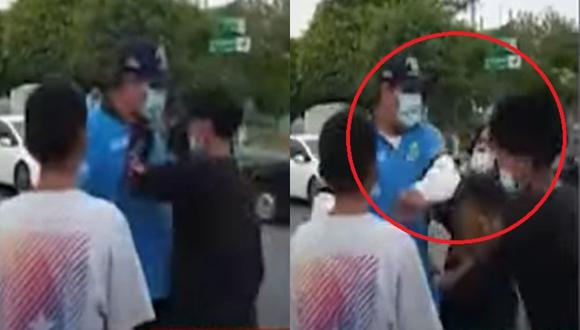 Un video muestra que sereno de Carmen de la Legua propina una cachetada a un joven en la calle. (Captura: Buenos Días Perú)
