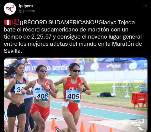 Gladys Tejeda consigue récord sudamericano. (Foto: Captura)