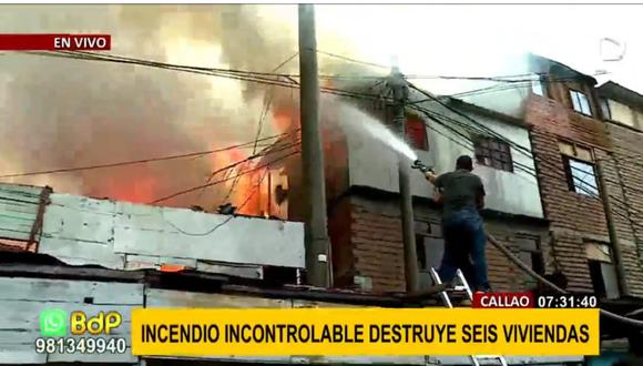 Incendio incontrolable destruye varias viviendas en el Callao. Foto: Buenos Días Perú