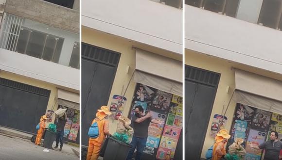 Viralizan video donde hombre le increpa a trabajadora de limpieza a que recoja la basura. Foto: Facebook