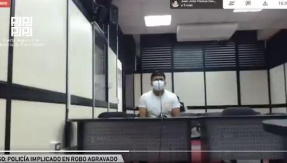 El efectivo policial Luis Alberto Oriundo Gonzales trabajaba en la comisaría de San Cayetano. (Captura de video: Poder Judicial)