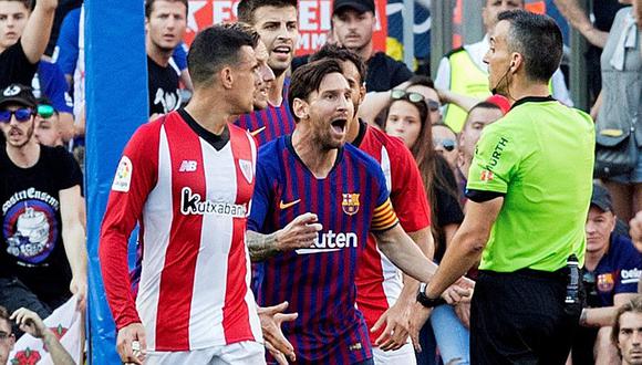 Lionel Messi tuvo fuerte discusión con árbitro del partido ante Bilbao