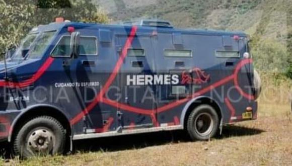 Camión de caudales Hermes fue hallado abandonado en una zona desolada de Abra Málaga.(Foto: Digital de Noticias)