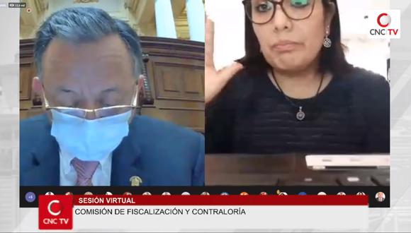 Karem Roca Luque participó de la Comisión de Fiscalización para responder por los audios con el presidente Martín Vizcarra. (Foto: Captura Congreso TV)