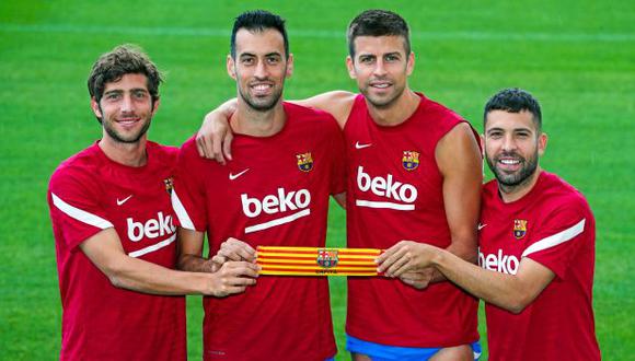 Sergio Busquets, Piqué, Sergi Roberto y Jordi Alba son los capitanes de Barcelona. (Foto: FC Barcelona)