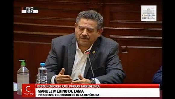 Manuel Merino cuestionó al ministro de Energía y Minas, Miguel Incháustegui, quien confirmó que recibió dos mensajes de allegados a Acción Popular. (Captura)