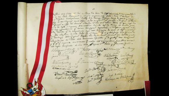 El Acta de Declaración de la Independencia se firmó el 15 de julio de 1821, lo que dio validez legal al fin del Virreinato del Perú, que duró más de 270 años. (Foto: Difusión)
