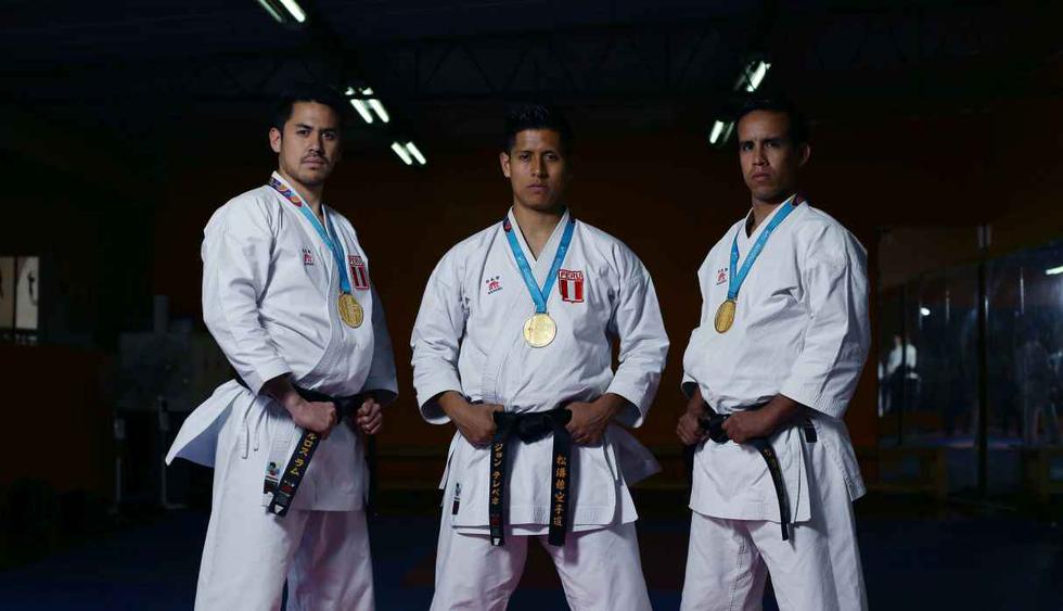 John Trebejo, Oliver del Castillo y Carlos Lam – Oro en karate modalidad kata (Foto: GEC)