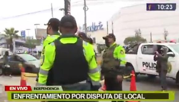 La policía detuvo a dos sujetos, que fueron trasladados a la comisaría de San Martín de Porres. (Captura de Canal N)