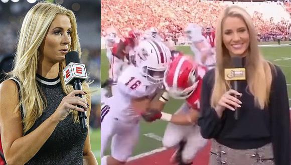 Periodista es 'atacada' por jugadores de fútbol americano durante en vivo