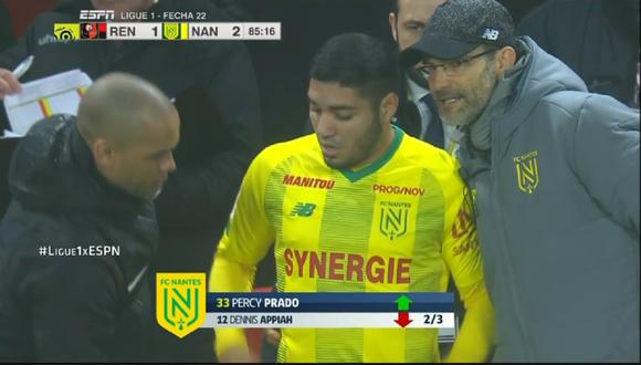 Percy Prado hizo su debut en la Ligue 1 con Nantes