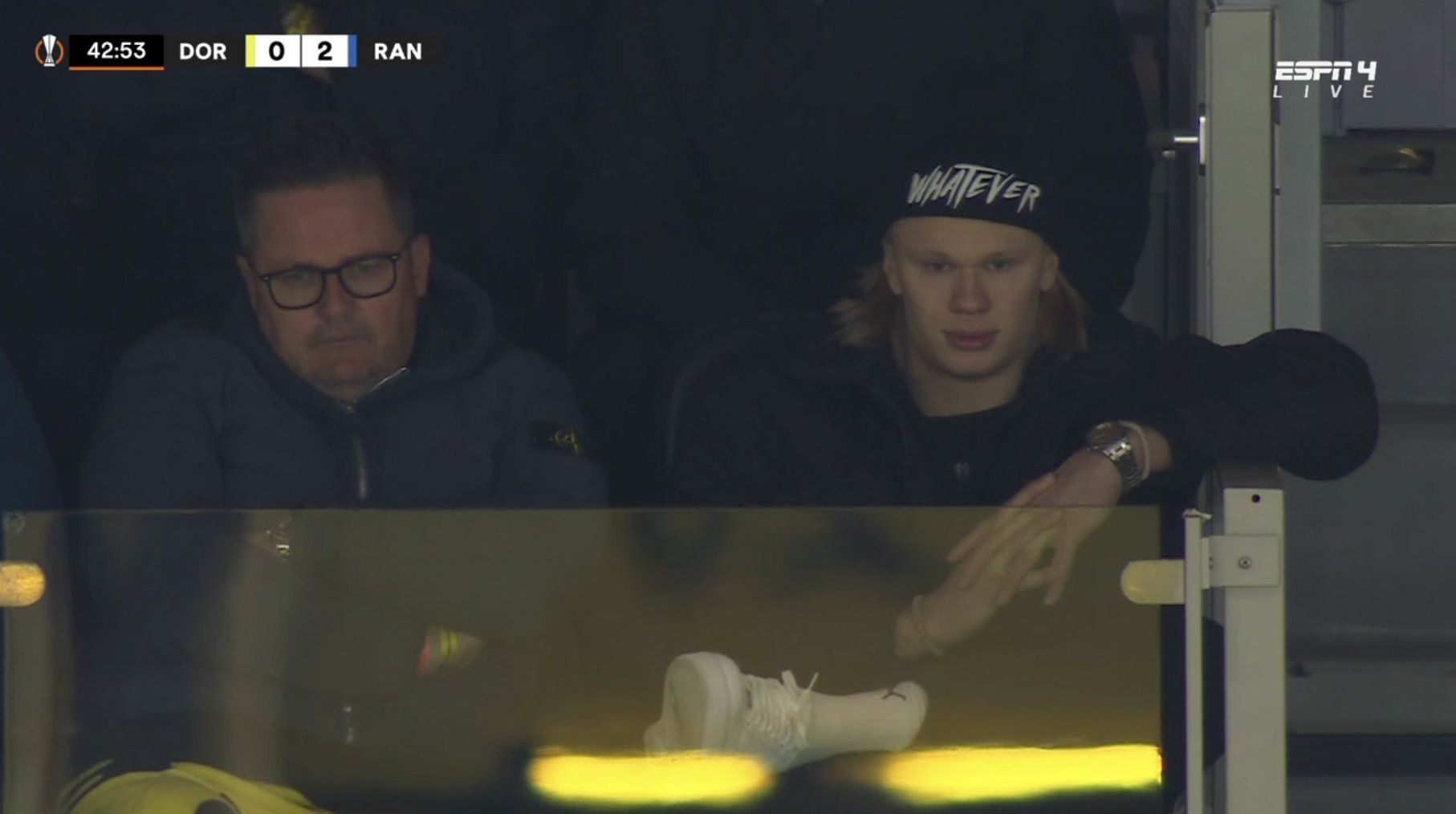 Así reaccionó Erling Haaland durante la derrota del Borussia Dortmund en Europa League. (Foto: Captura ESPN)