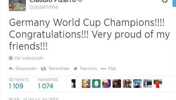 Claudio Pizarro contento por el título Mundial de Alemania