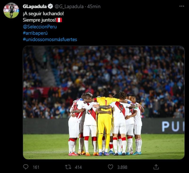 Gianluca Lapadula y el mensaje tras la caída de Perú en Montevideo. (Captura: Twitter)