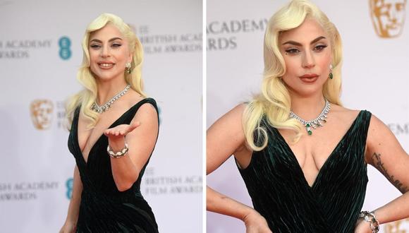 Lady Gaga se lució en la alfombra roja de los BAFTA Film Awards 2022. (Foto: Neil Hall / EFE)