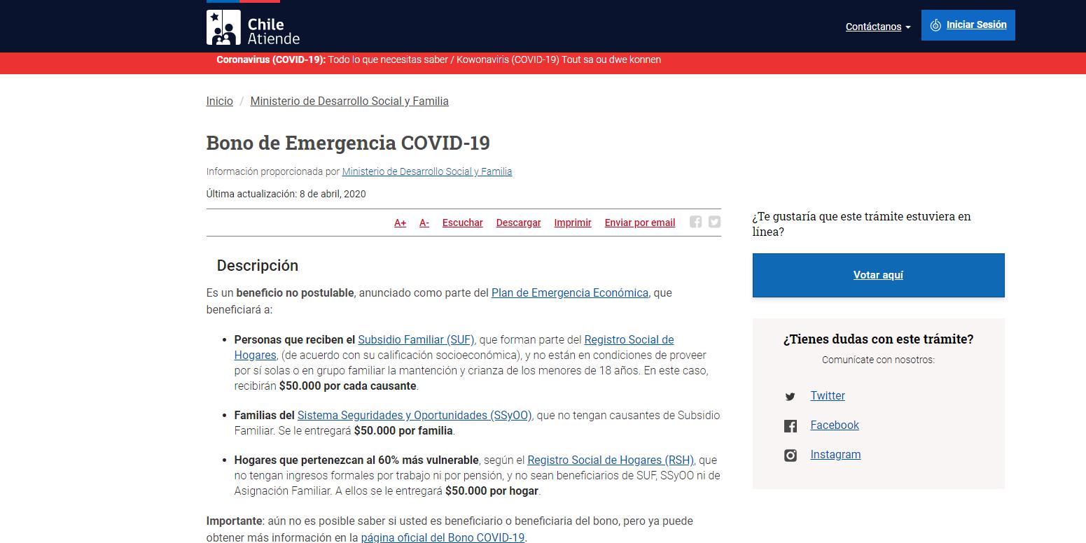 Este beneficio será entregado por el Gobierno vía el Instituto de Previsión Social (IPS).