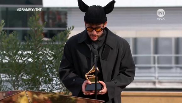 Bad Bunny ganó en la categoría Mejor álbum de pop latino en los Premios Grammy 2021. (Foto: Captura TNT)