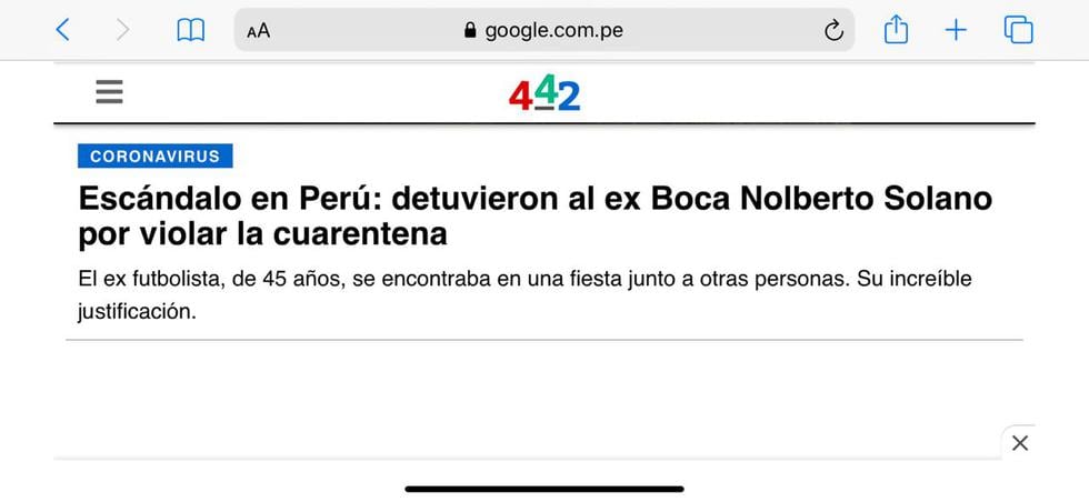 La reacción de la prensa internacional tras lo sucedido con Nolberto Solano. (Captura)
