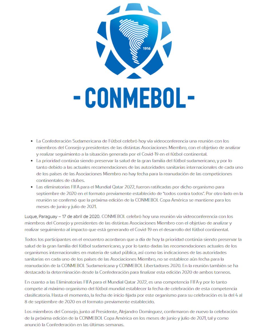 Este es el comunicado de CONMBEOL