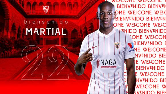 El delantero se convierte en el nuevo fichaje del club español hasta junio de este año. El atacante llega cedido de Manchester United. Foto: Sevilla