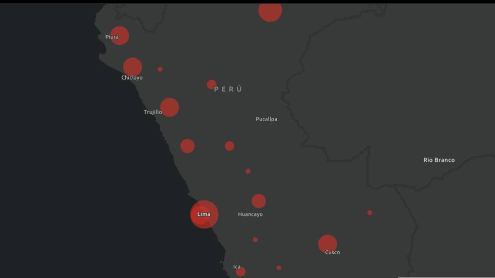 Mapa con todas las regiones donde se han registrado casos de coronavirus.