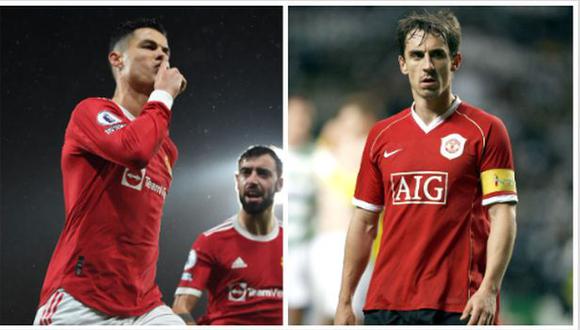 Cristiano Ronaldo y Gary Neville fueron compañeros en Manchester United durante seis temporadas. (Foto: AFP)
