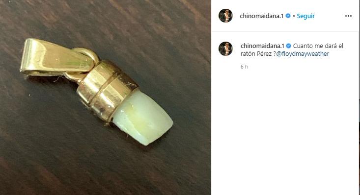Esta es la publicación del Chino Maidana sobre el diente de FLoyd Mayweather. (Instagram)