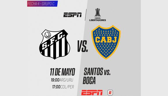 Boca Juniors vs. Santos EN VIVO ONLINE | sigue el partido por fecha 4 del Grupo C de la Copa Libertadores en el Estadio Vila Belmiro