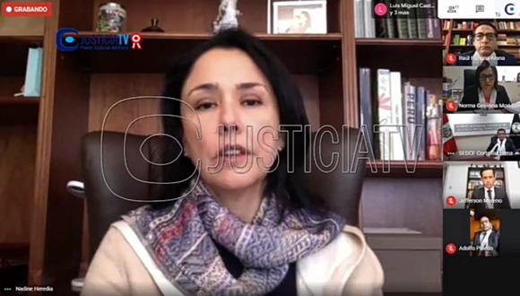 Nadine Heredia está siendo investigada por presuntos delitos de organización criminal y otros por el caso Gasoducto. (Foto: Justicia TV)