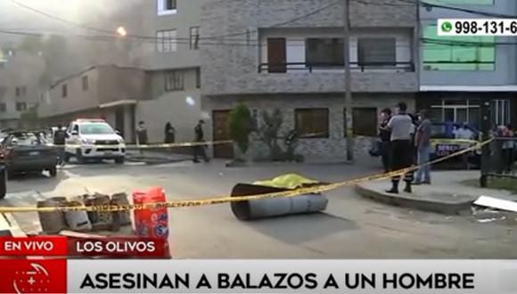 Un hombre fue asesinado a balazos esta mañana en Los Olivos. Foto: América Noticias