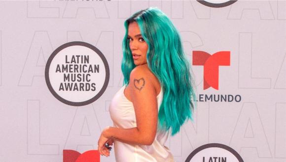 Karol G en la alfombra roja de los Latin American Music Awards 2021. (Foto: EFE)