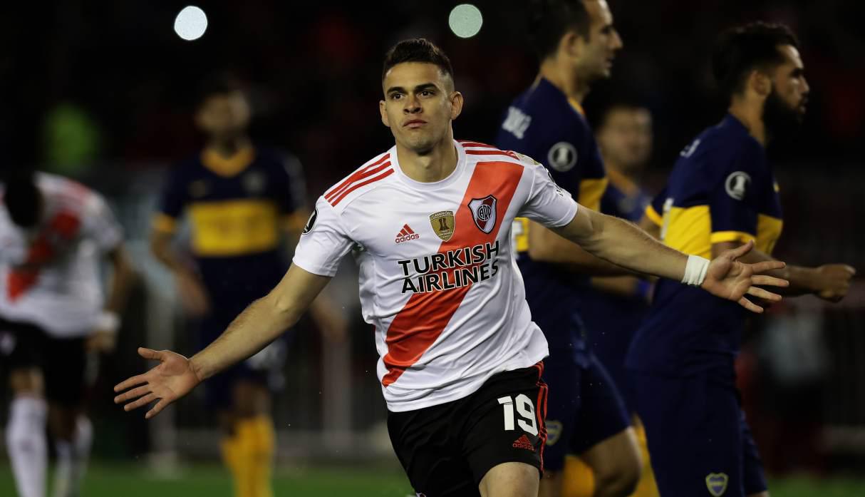 Rafael Santos Borré, de River Plate, interesa a Celta de Vigo de España. (Foto: AFP)