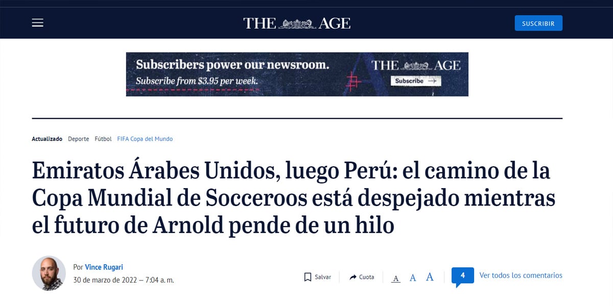 La selección peruana consiguió el cupo de repechaje y la prensa australiana reaccionó.