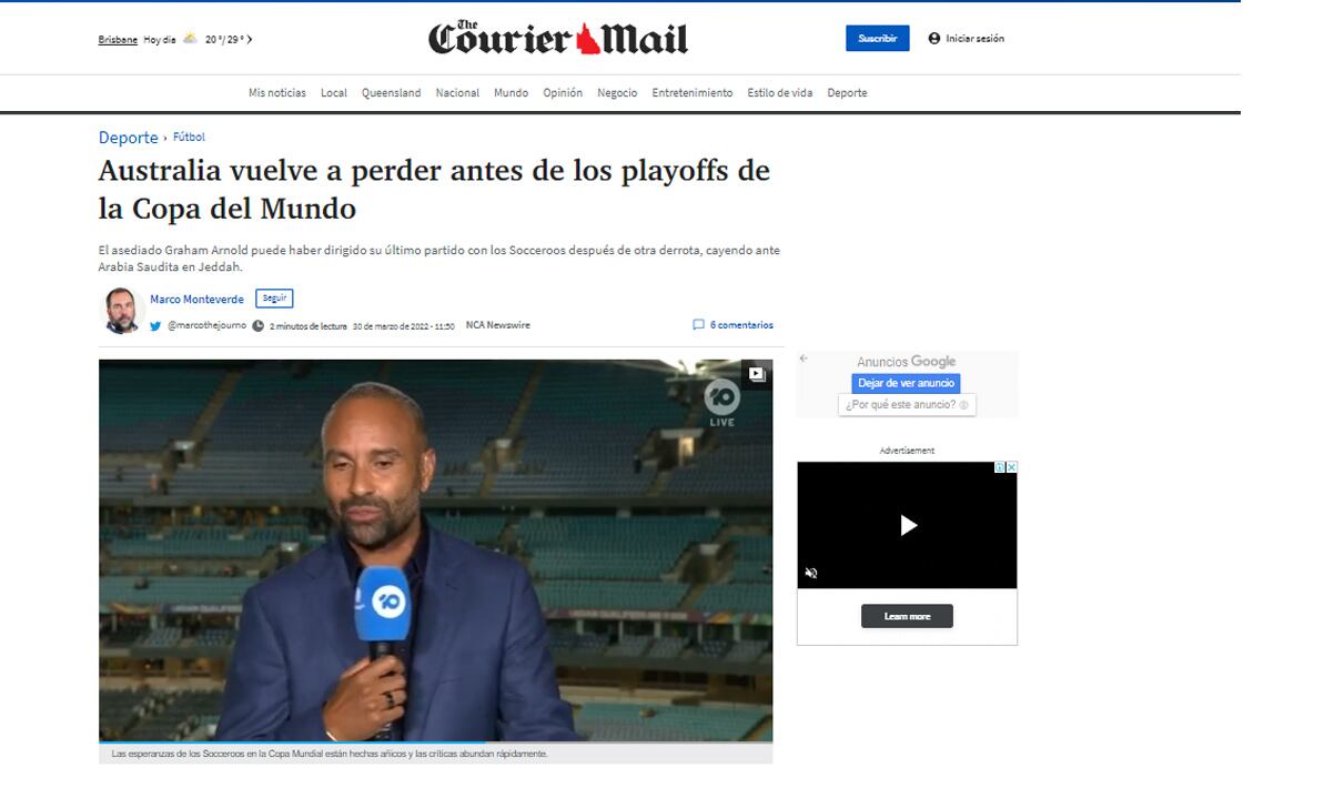 La prensa también informó acera de la derrota de su selección.