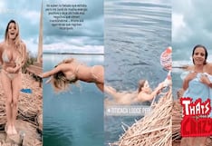Alejandra Baigorria elimina malas vibras bañándose en el gélido lago Titicaca