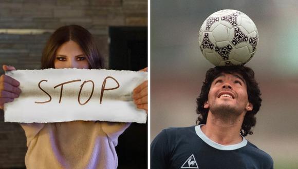 Laura Pausini no negó que Diego Maradona haya sido un buen futbolista, pero afirmó que tuvo muchas actos públicos que no lo ayudan. (Foto: Instagram / @laurapausini / AFP / Jorge Duran)