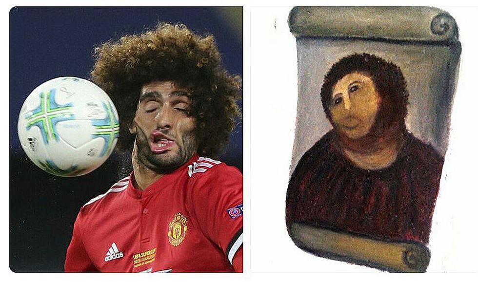 Marouane Fellaini es víctima de divertidos memes tras recibir balón en la cara