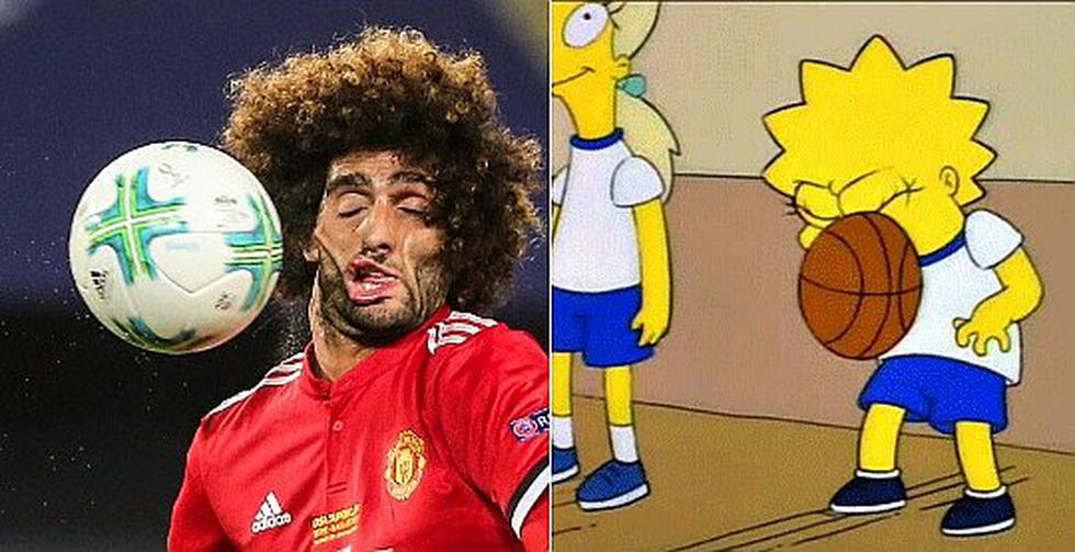 Marouane Fellaini es víctima de divertidos memes tras recibir balón en la cara
