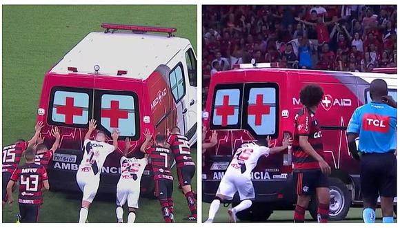 Jugadores de Flamengo y Vasco empujan ambulancia en pleno partido [VIDEO]