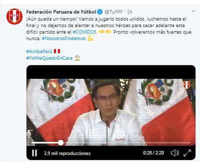 La publicación que compartió la FPF.