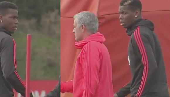 El momento de tensión que se vio entre Pogba y Mourinho durante entrenamiento