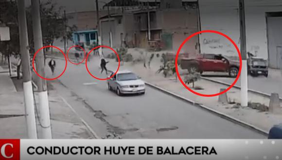 Conductor de camioneta logró huir de balacera. Foto: captura América Noticias