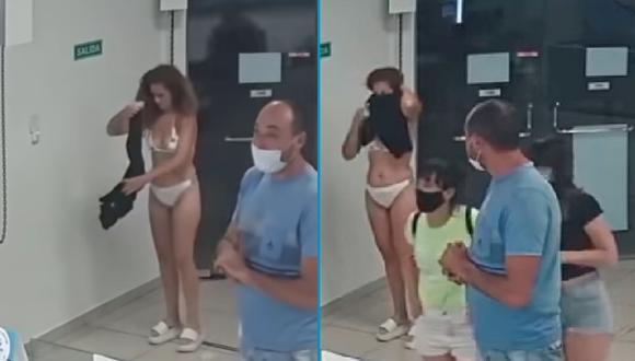 Una mujer en Argentina usó su vestido como mascarilla para entrar a una heladería | FOTO: Captura - YouTube