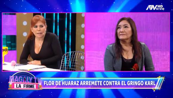 Magaly Medina y Flor de Huaraz protagonizaron fuerte discusión en "Magaly TV: La Firme". (Foto: Captura ATV).