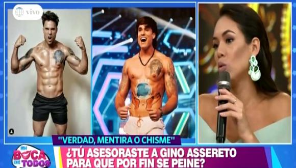 Jazmín Pinedo se refiere a la nueva apariencia de Gino Assereto. (Foto: Captura América TV)