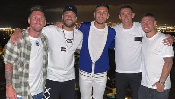 Lionel Messi se juntó con Neymar, Di María, Paredes y Verratti hace unos días, antes de fichar por PSG. (Foto: Instagram)
